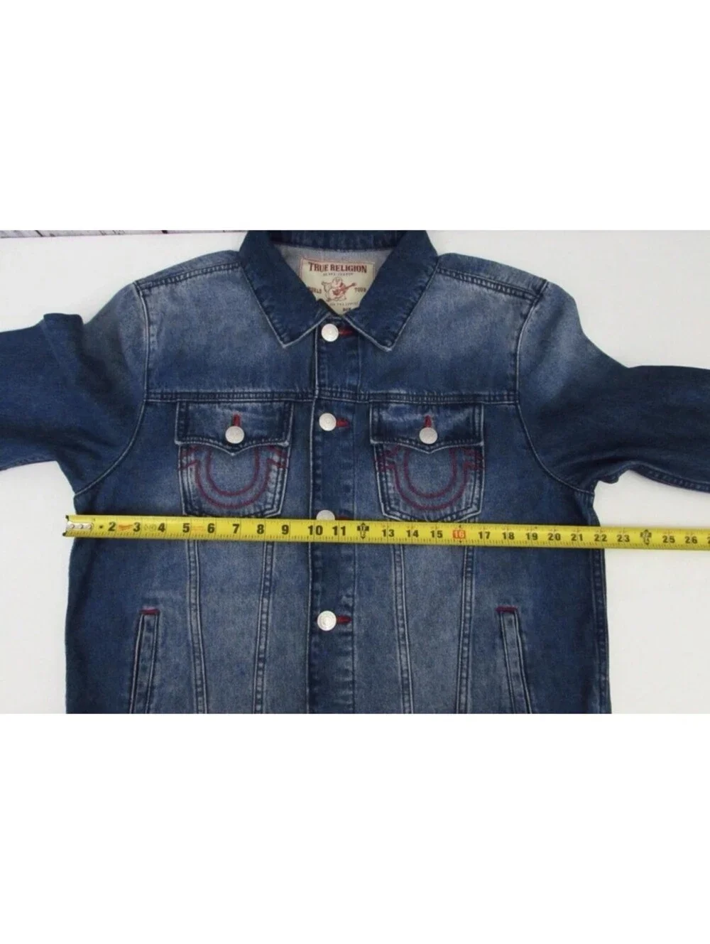 True Religion Men's Medium Blue Quartz Wash Trucker Denim Jacket 701133 NWT $184